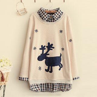 Deer Mock Two-piece Collared Sweatshirt