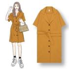 Short-sleeve Shirt Dress As Shown In Figure - One Size