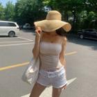 Spaghetti-strap Shirred-side Top