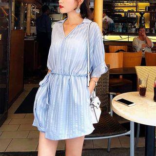 Striped V-neck Playsuit
