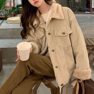 Fluffy-lined Corduroy Shirt Jacket