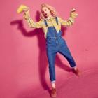 Scalloped-trim Slim-fit Suspender Jeans