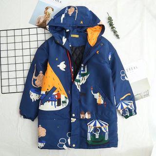 Hooded Printed Fleece-lining Jacket