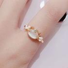 Tiger Faux Cat Eye Stone Alloy Open Ring Ly2642 - Ring - White & Gold - One Size
