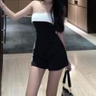 Two-tone Strapless Romper