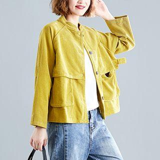 Plain Stand-collar Long-sleeve Jacket