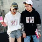 Couple Matching Mock Two-piece Printed Hoodie
