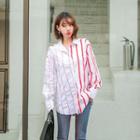 Stitched-detail Striped Shirt