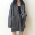 Pocketed Blazer/ Straight Cut Mini Skirt