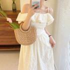 Short-sleeve Cold Shoulder Midi Corset Dress