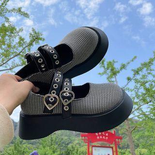 Platform Houndstooth Mary Jane Shoes