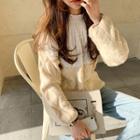 Lace-capelet Cable Sweatshirt Cream - One Size
