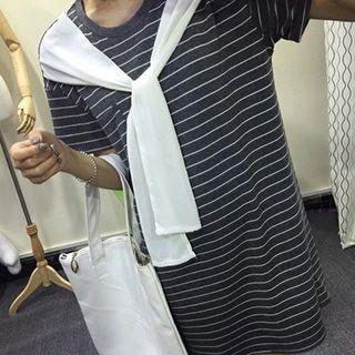 Stripe Short-sleeve Chiffon Dress