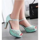Lace Ankle Strap High Heel Sandals