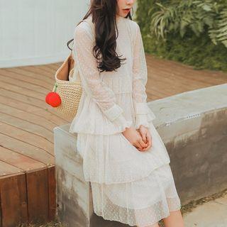 Lace Tiered Long-sleeve Dress
