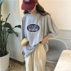 Lettering Print Loose-fit Round-neck Short-sleeve T-shirt