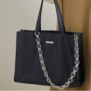 Acrylic Chain Nylon Tote Bag Black - One Size