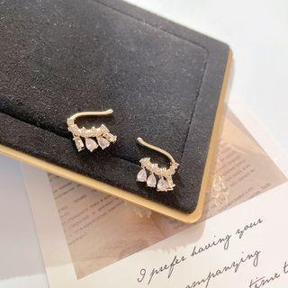 Rhinestone Cuff Earring 1 Pair - Clip On Earring - Gold - One Size