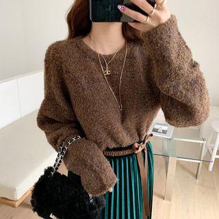 Drop-shoulder Boucl -knit Sweater