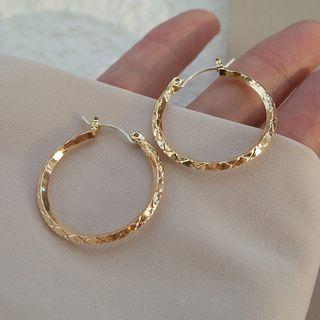 Textured Metal Hoop Earring Gold - One Size