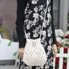 Crochet Knit Bucket Bag Off-white - One Size