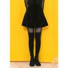 High-waist Flared Velvet Miniskirt