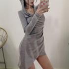Hooded Long-sleeve Mini T-shirt Dress