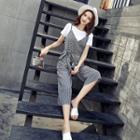Set: T-shirt + Cropped Gingham Jumpsuit