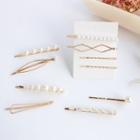 Set Of 4: Faux Pearl Hair Pin (assorted Designs)