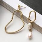 Non-matching Irregular Alloy Faux Pearl Dangle Earring 1 Pair - Dangle Earring - One Size
