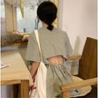 Ruffle Cutout-back Short-sleeve T-shirt Dress