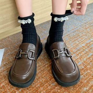 Chain Strap Faux Leather Loafers