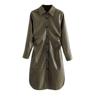 Faux Leather Shirtdress