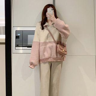 Two Tone Fleece Half-zip Sweatshirt