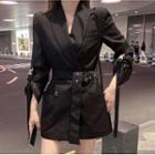 Double-breasted Tie-waist Blazer Black - One Size