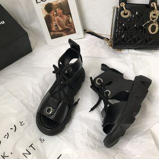 Ankle-strap Lace-up Flat Sandals