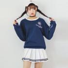 Set : Embroidered Long-sleeve T-shirt + Pleated Mini Skirt