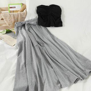 Set: Tube Top + Slit Midi A-line Skirt
