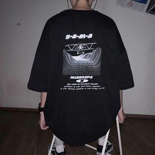 Elbow-sleeve Helicopter Print T-shirt