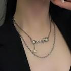 Moon Stone Layered Necklace Silver - One Size