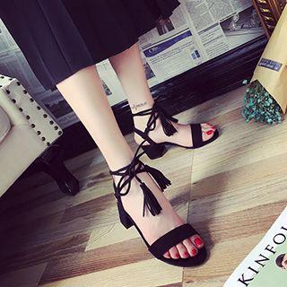 Block Heel Lace-up Sandals
