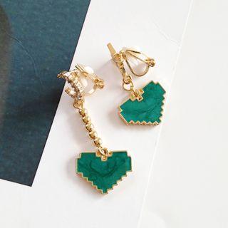 Non-matching Alloy Heart Moon & Star Dangle Earring
