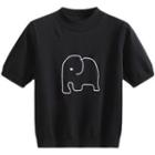 Short-sleeve Elephant Knit Top