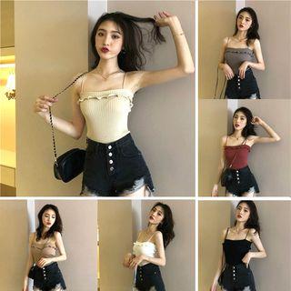 Frilled Slim-fit Camisole Top