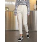 Button-tab Pleated Tapered Pants