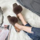 Square-toe Furry Sandals