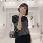 Tulle-yoke Glitter Top Black - One Size
