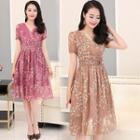 Short Sleeve V-neck Printed Dress