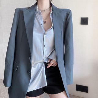 Satin Long Shirt / Loose-fit Blazer