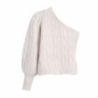 Lantern-sleeve One-shoulder Cable Knit Sweater